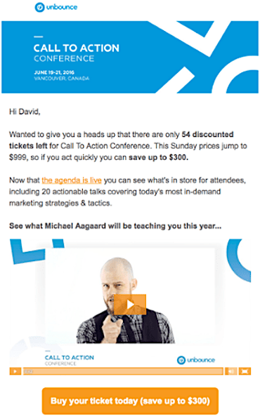 Unbounce email example