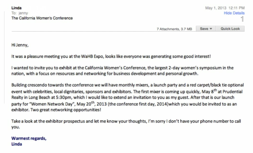 Follow-Up Email After A Conference or A Networking Event