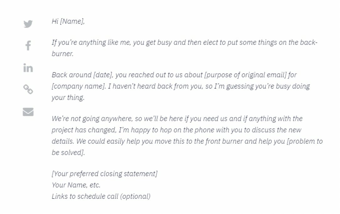 Follow-Up Email To Reconnect With A Client