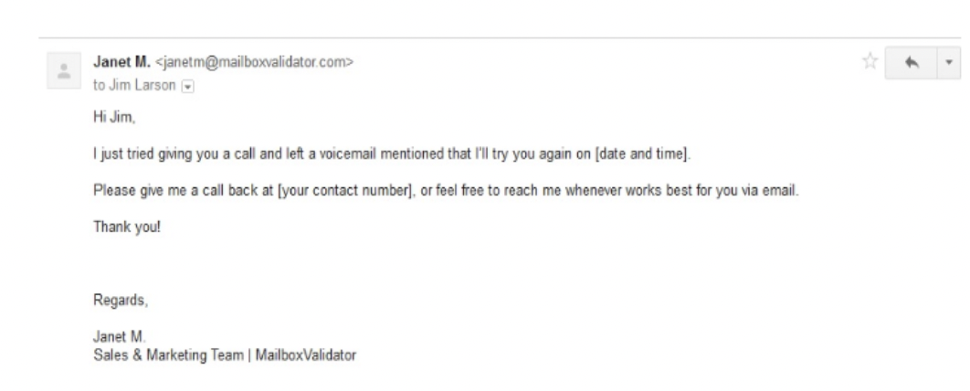 Follow-Up Email After A Voicemail