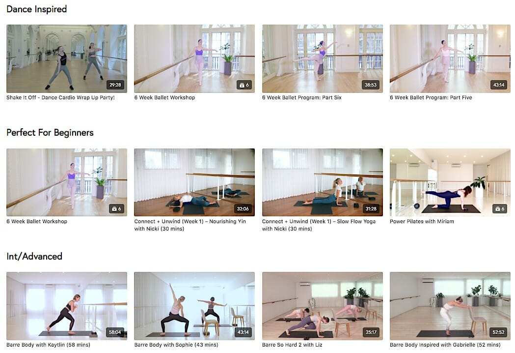 Barre Body fitness content library