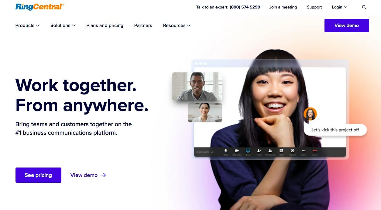 RingCentral homepage