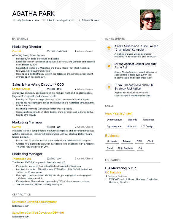 marketing director example resume