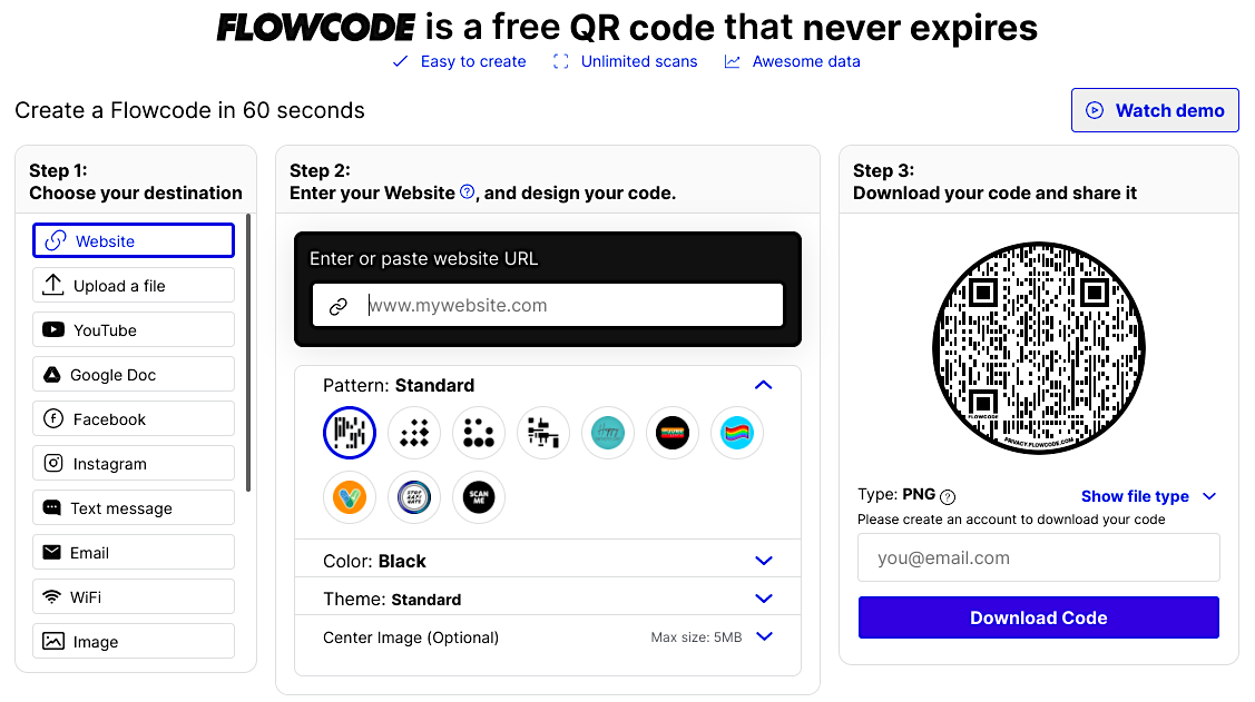 Flowcode - to create free QR codes