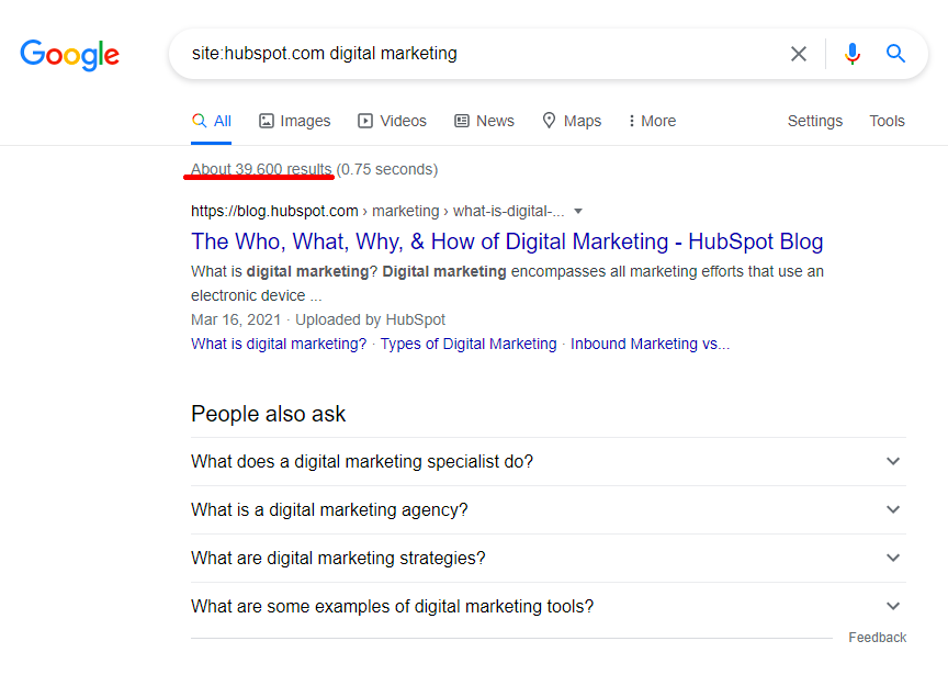 screenshot of HubSpot in the SERPs