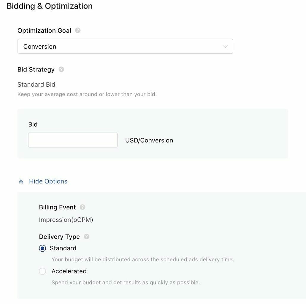 TikTok bidding and optimization