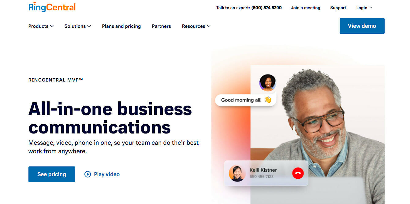 RingCentral homepage