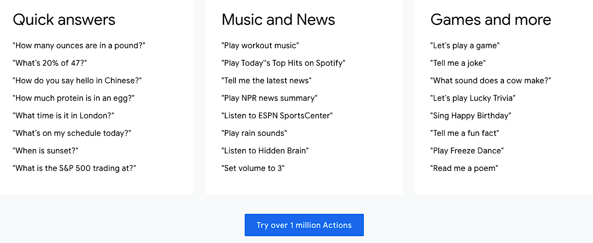 Google Assistant actions