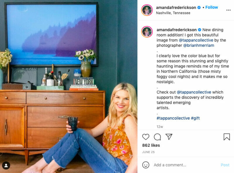 Intagram influencer amandafrederickson sharing personal story about product