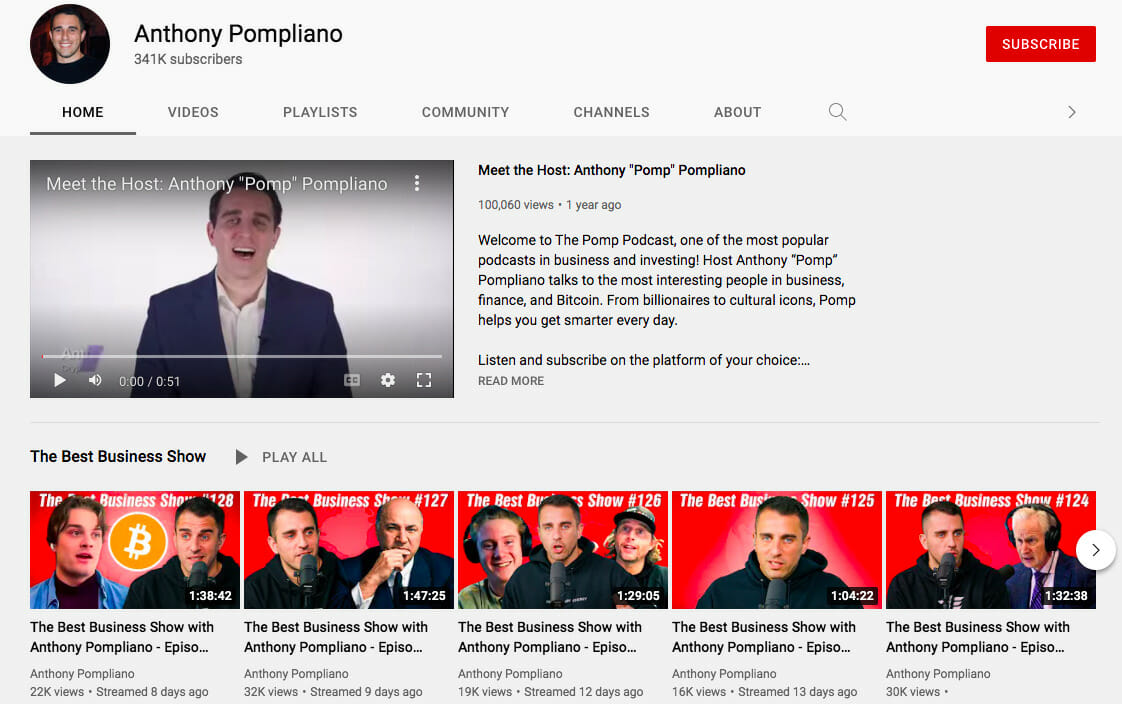 Anthony Pompliano YouTube channel