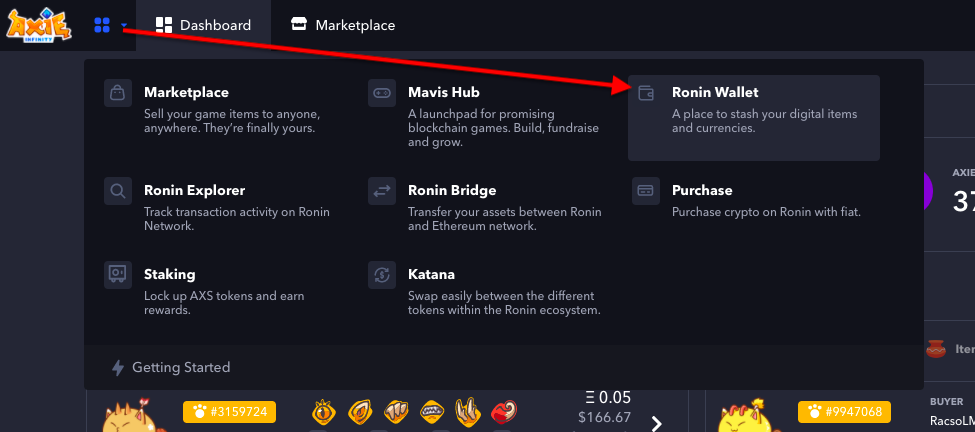 Axie Marketplace - Ronin Wallet