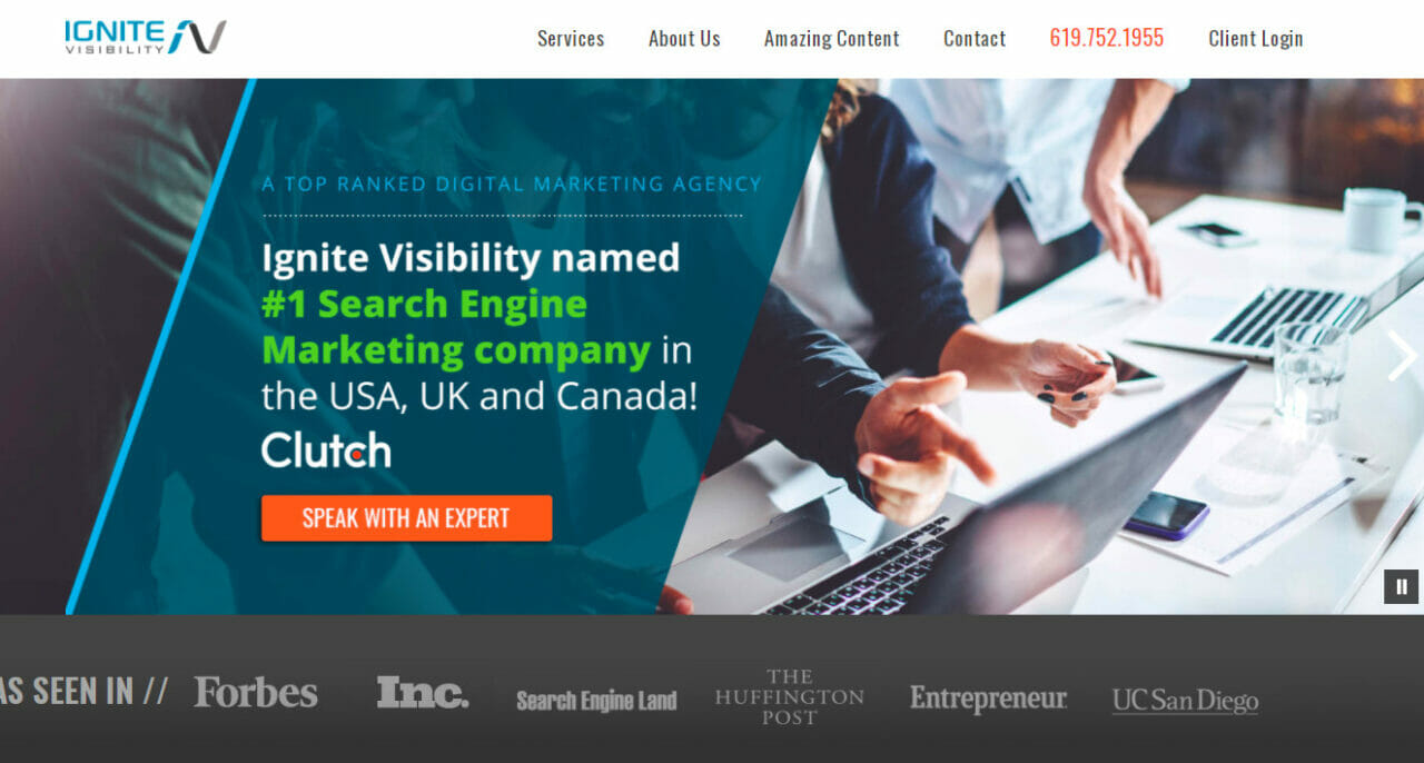 Ignite Visibility home page