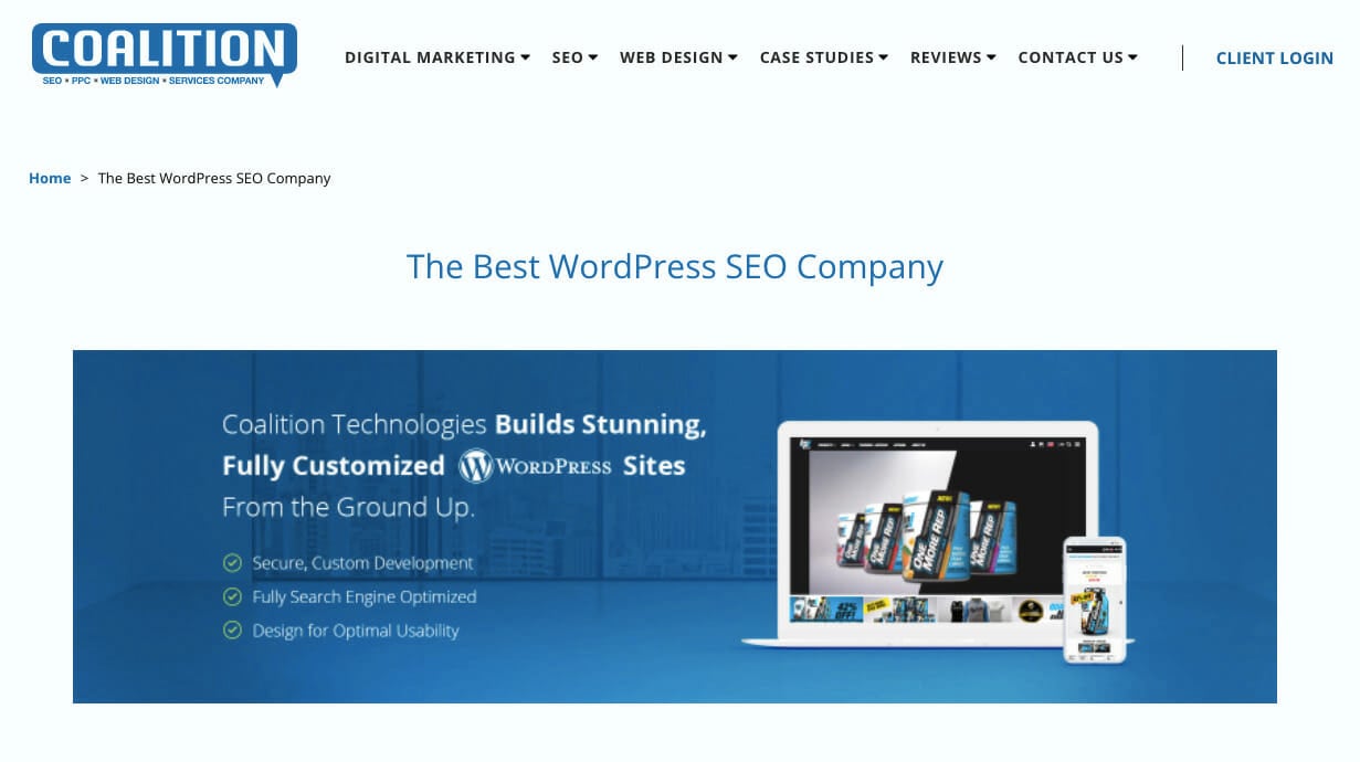 Coalition WordPress SEO Agency home page