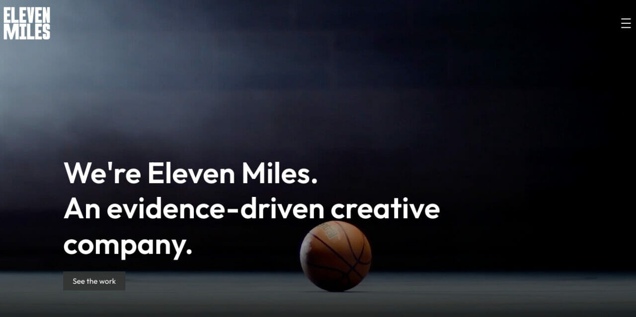 Eleven Miles marketing agency home page