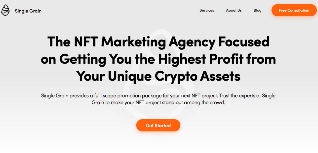 Single Grain NFT agency home page