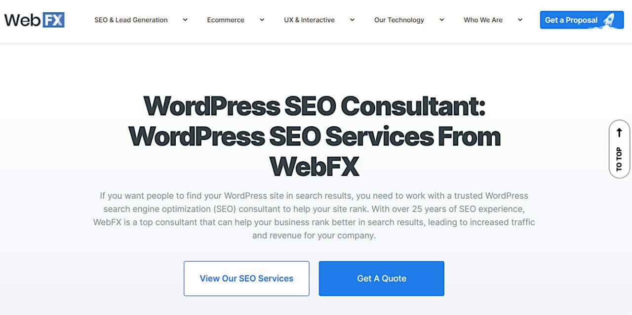 WebFX WordPress SEO Agency home page