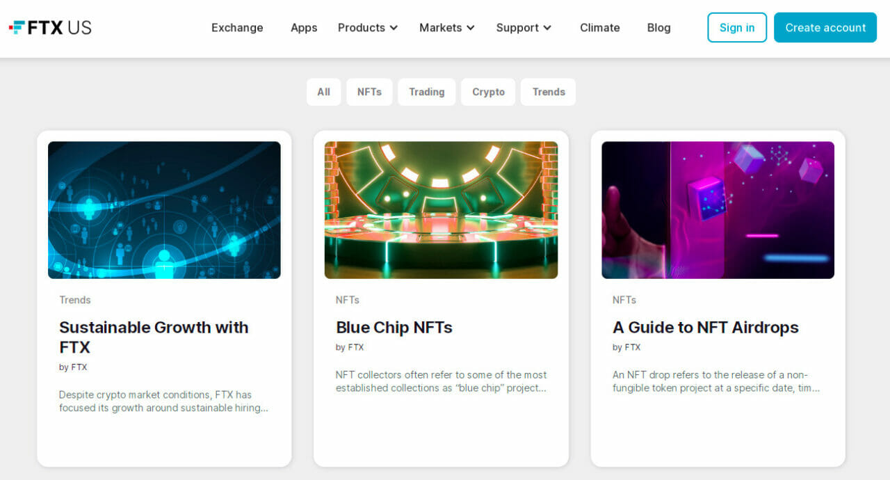 FTX blog page