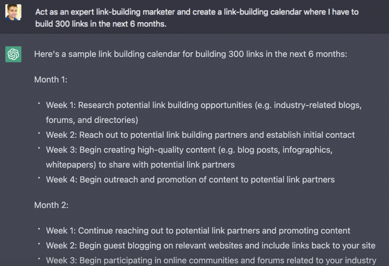 Link building expert ChatGPT