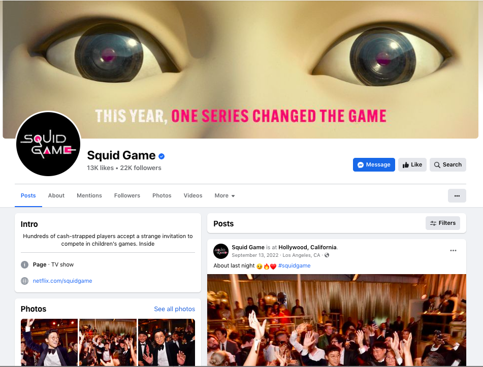 Squid Games Facebook Page