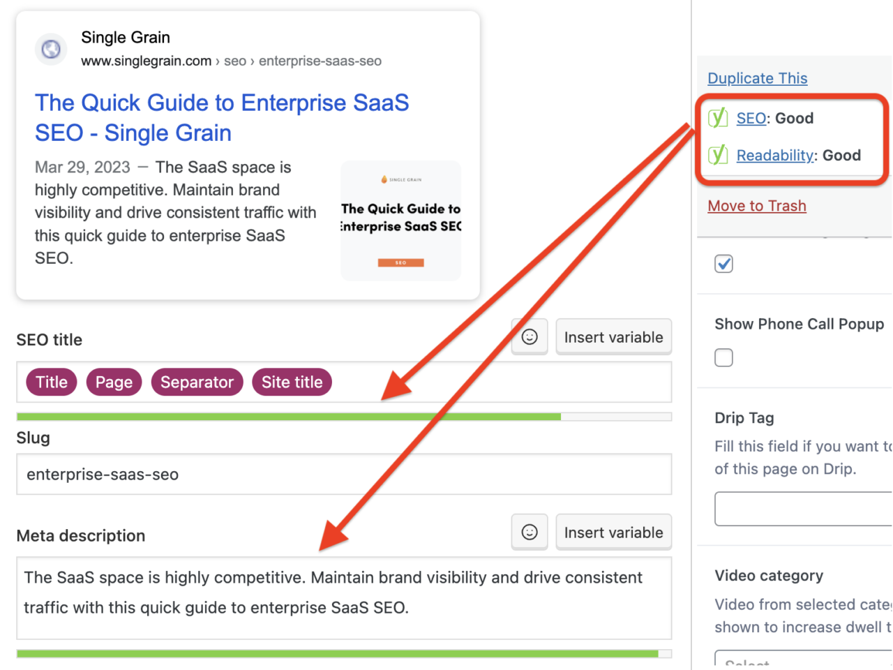 Yoast SEO example