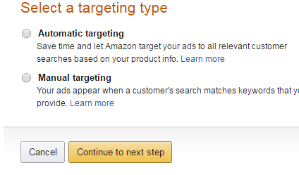 Amazon targeting type