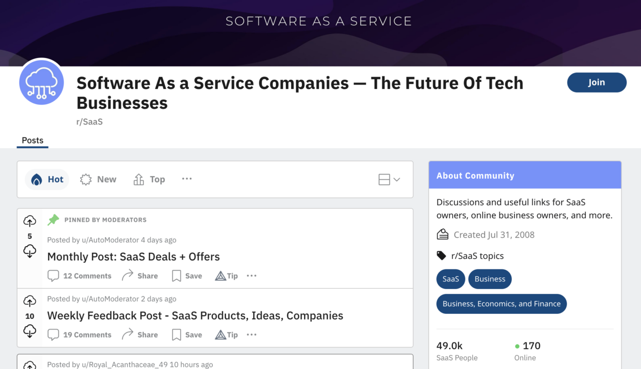 SaaS subreddit