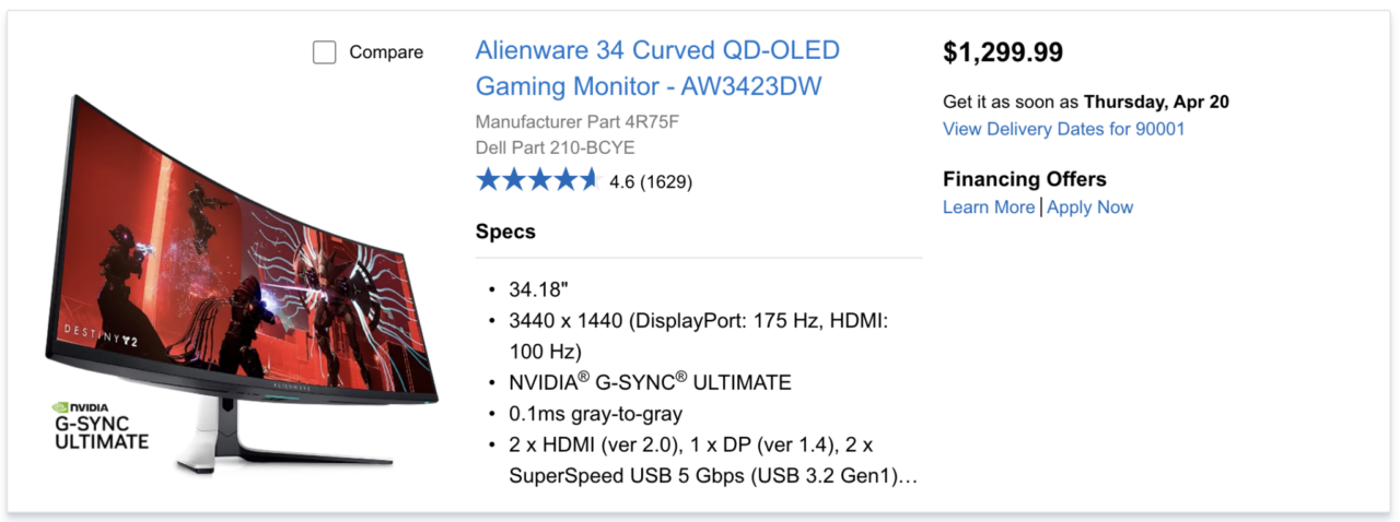 Dell curved computer monitor screen