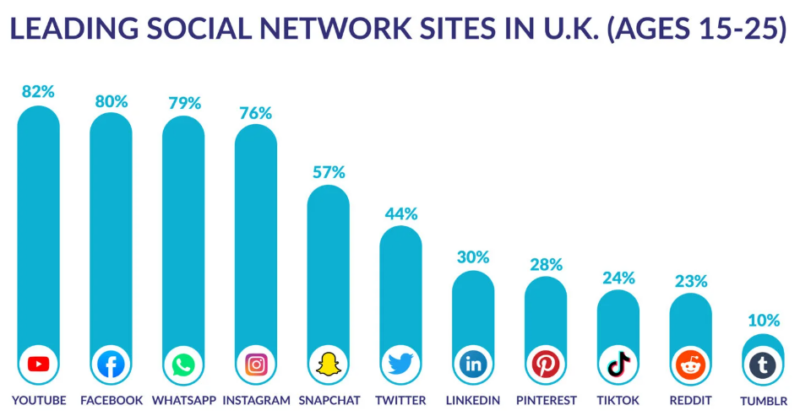 Leading social network sites in UK