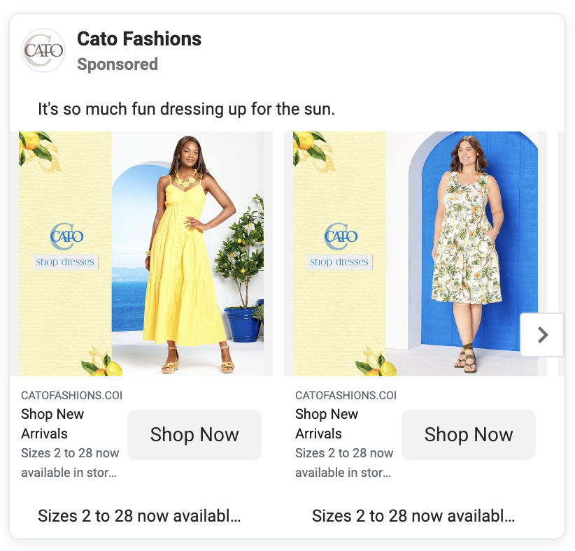 Cato Fashions Facebook Ad