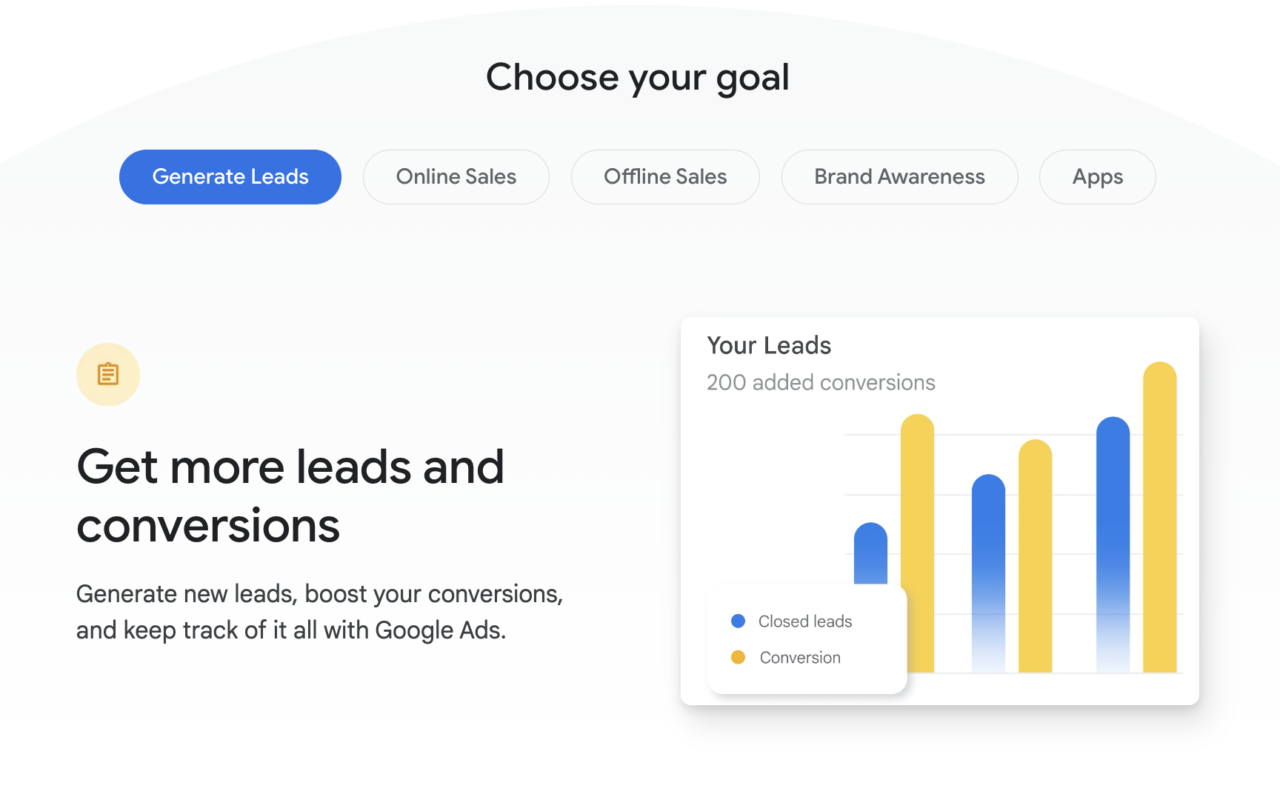 Google Ads goal