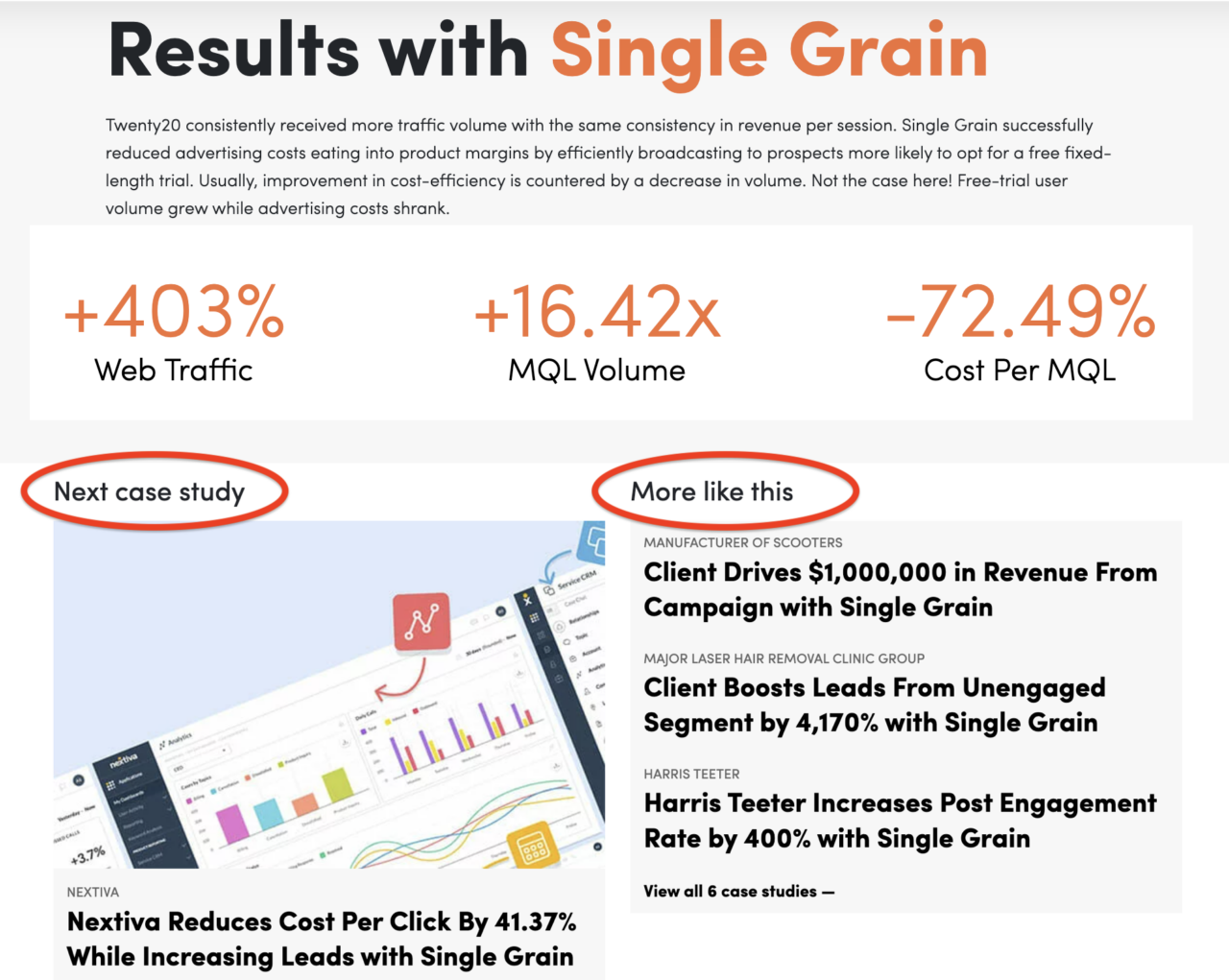 Internal links on case study page