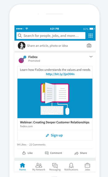 LinkedIn lead gen forms demonstration via GIF