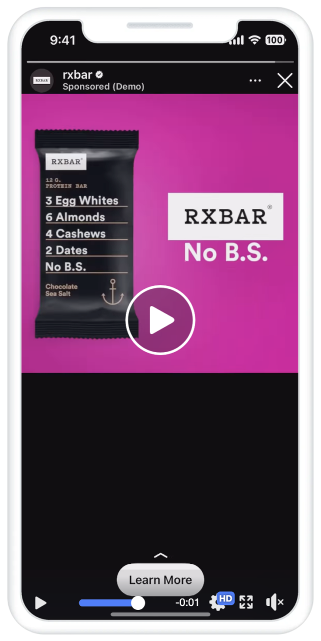 RXBAR Facebook video ad