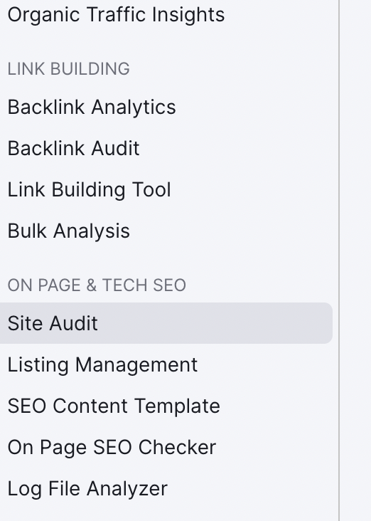 Semrush site audit - configure your site