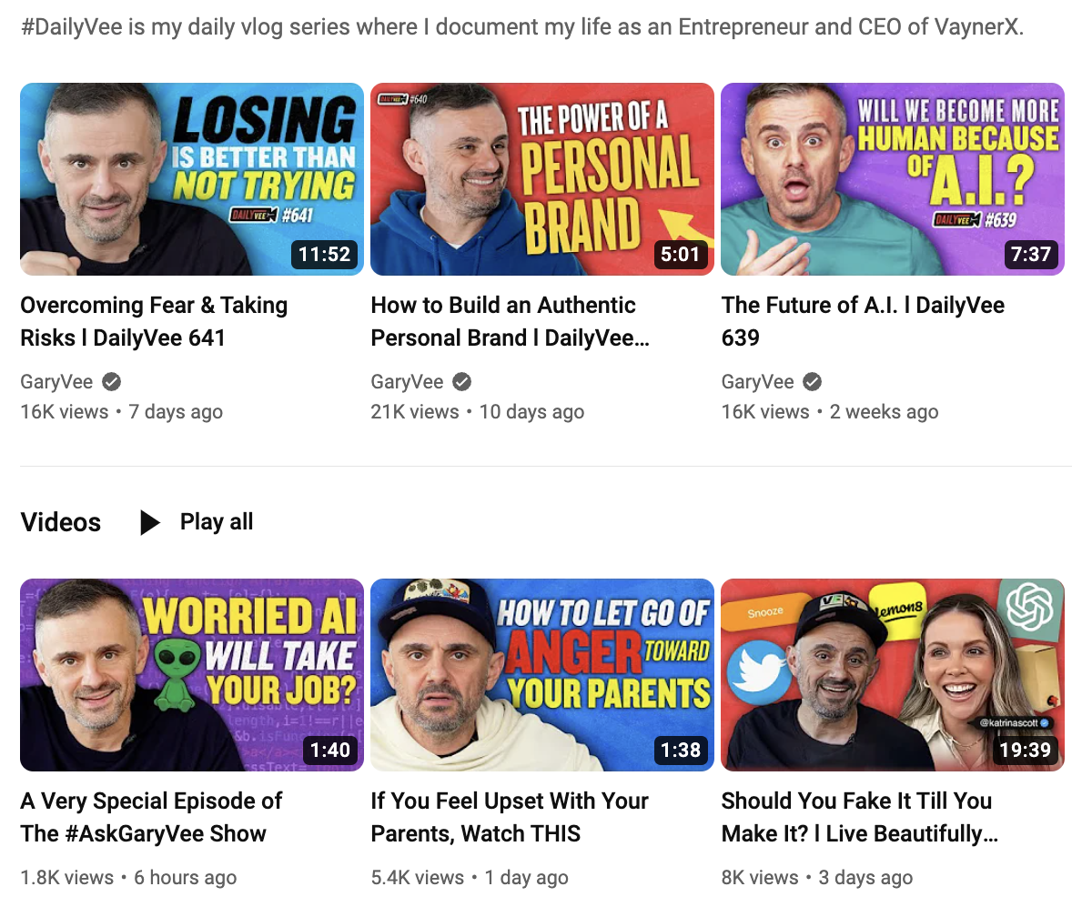 Gary Vee YouTube channel