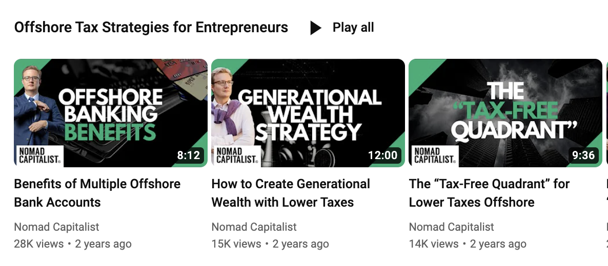 Nomad Capitalist YouTube page