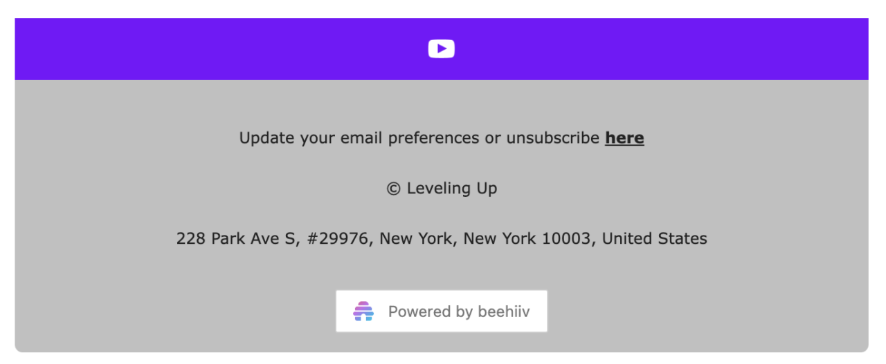 Unsubscribe link in email