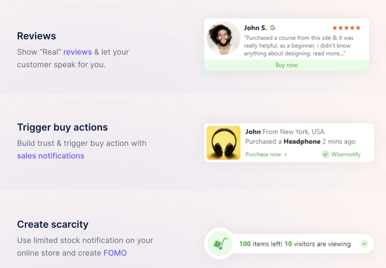 Social proof notifications