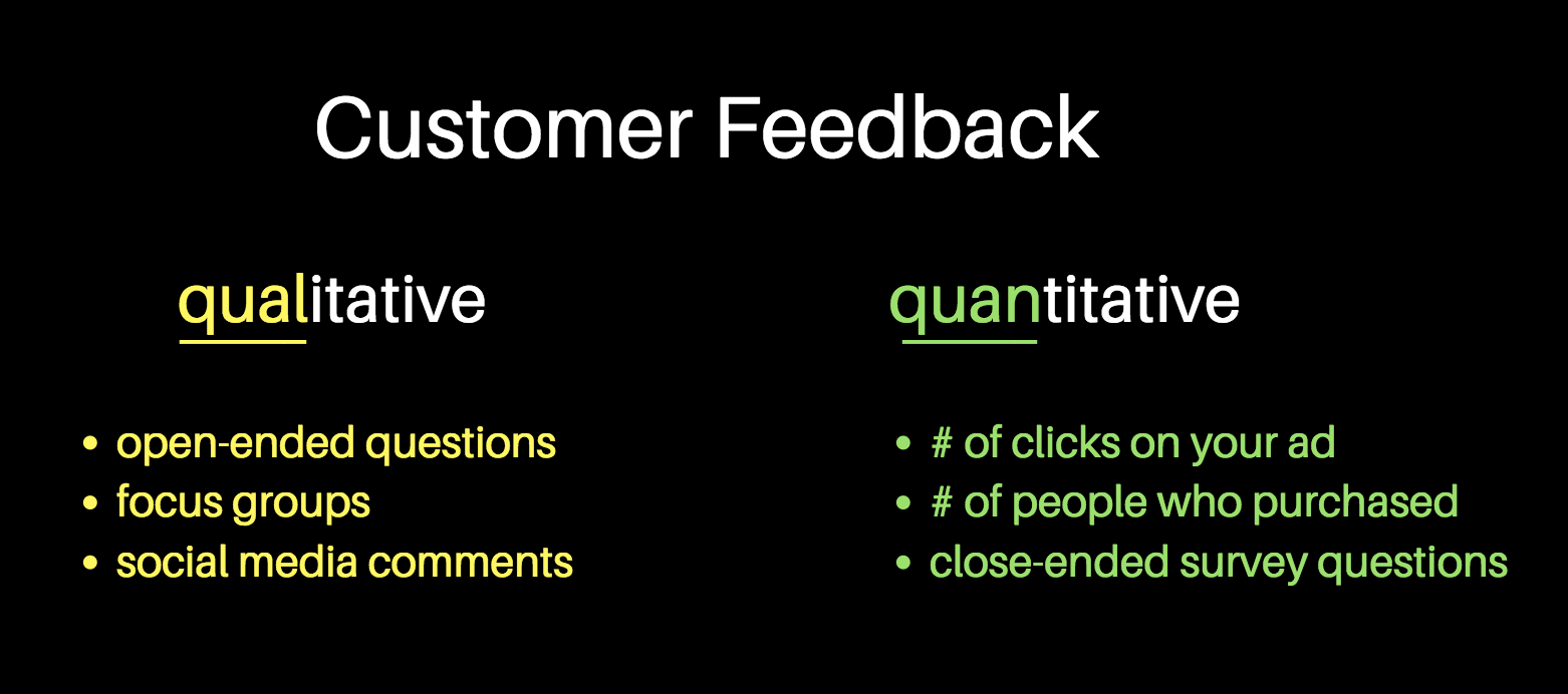 chart with two lists showing qualitative and quantitative digital customer experiences