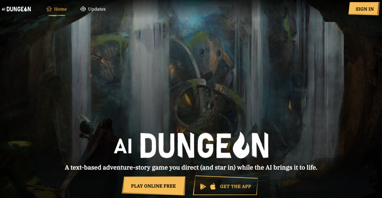 AI Dungeon online game home page