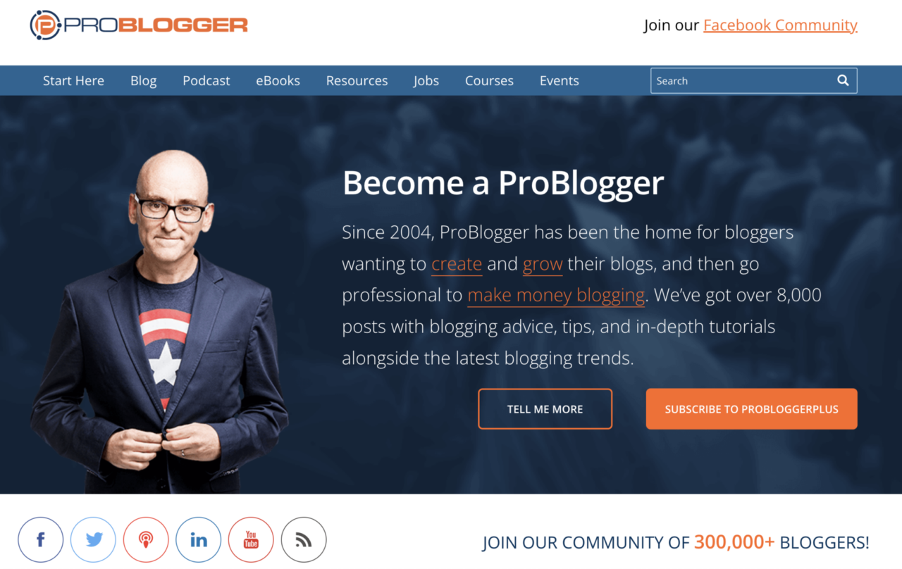 ProBlogger home page job site for SEO freelancers