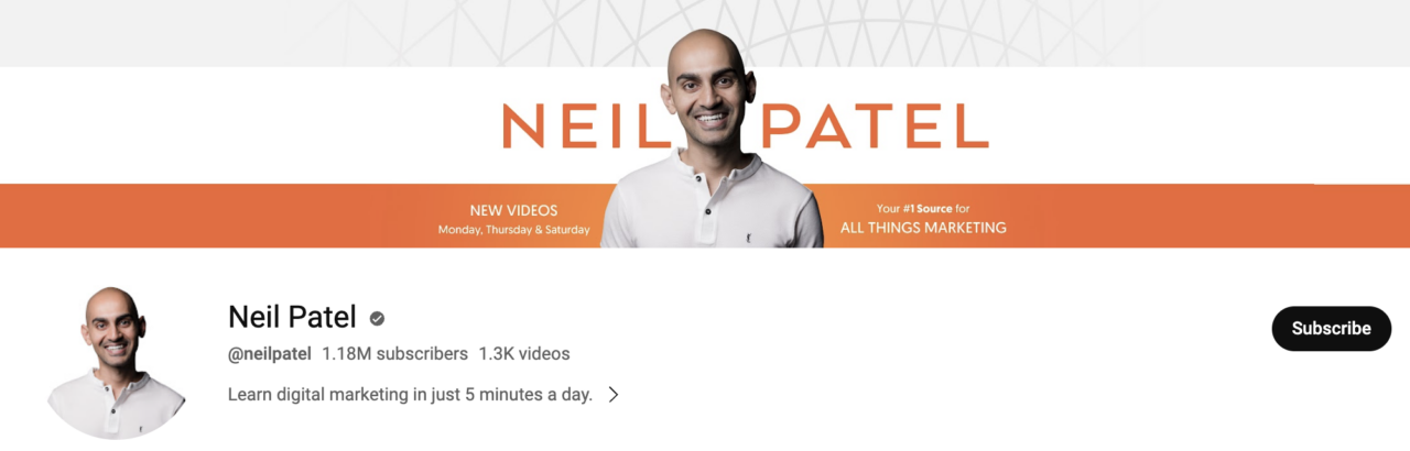 Neil Patel YouTube channel