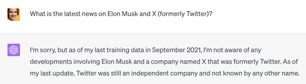 ChatGPT response about Musk and X