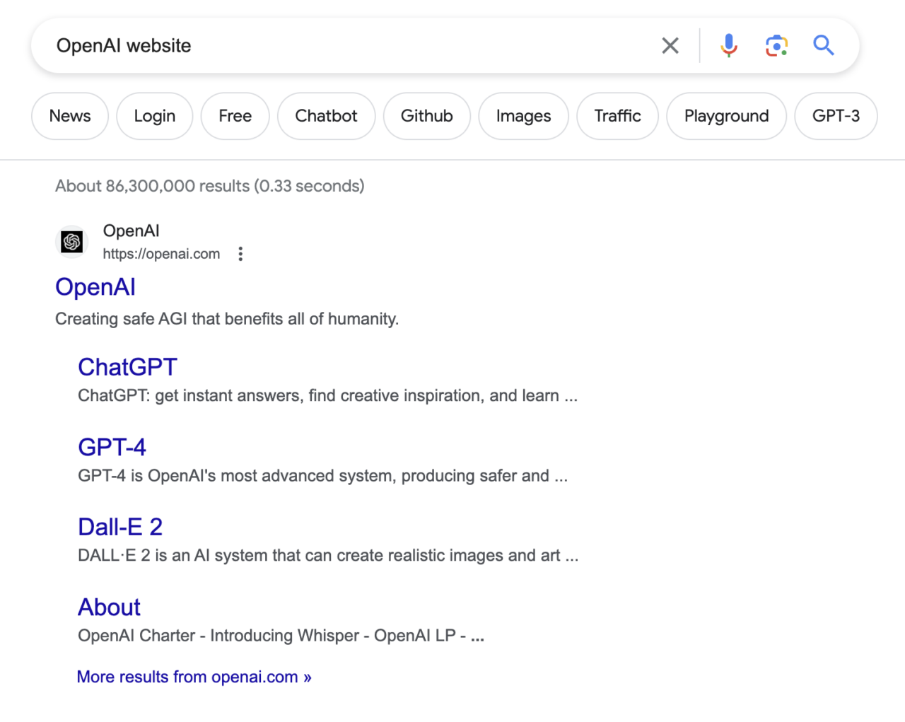 openai website google search