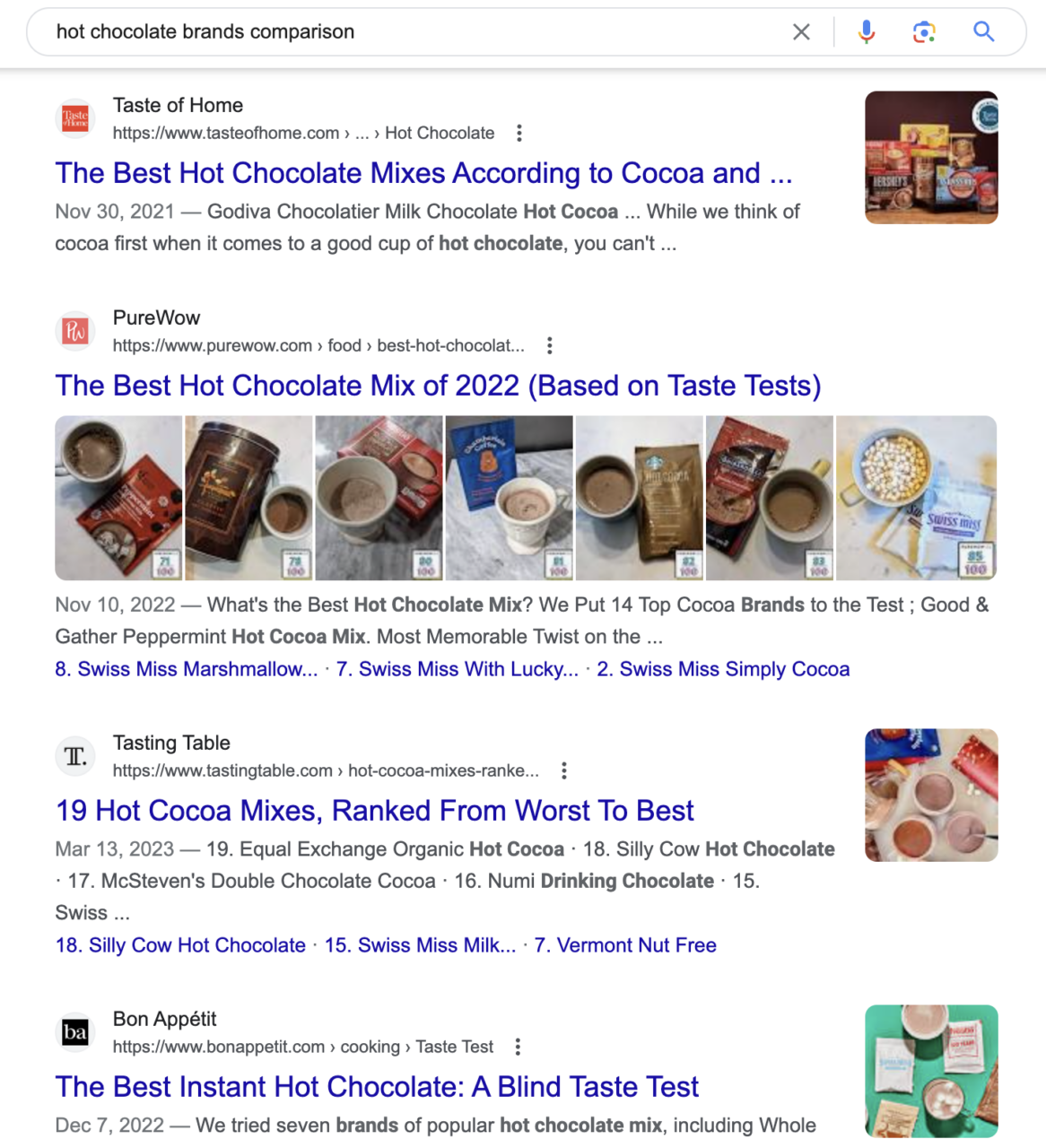 hot chocolate brands comparison google search