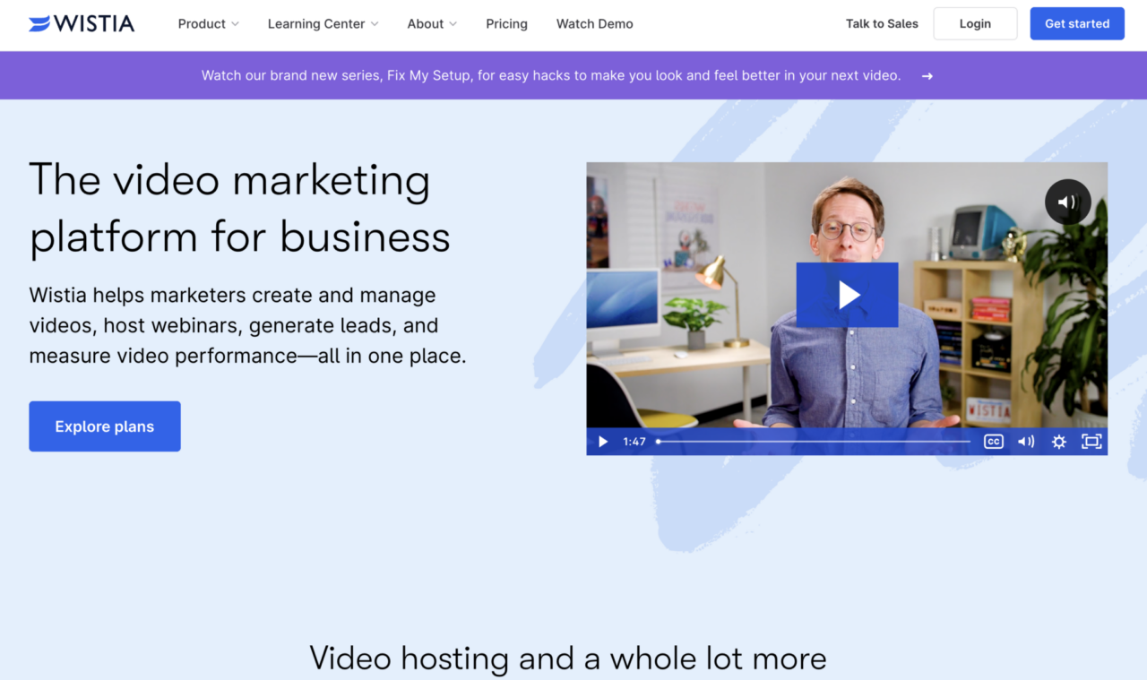 Wistia home page