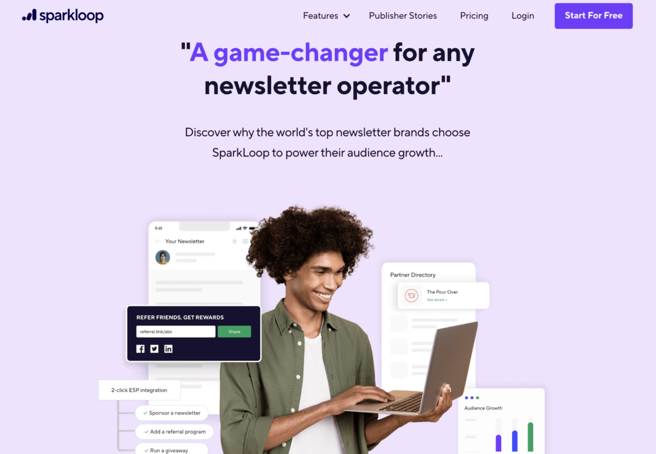 Sparkloop home page