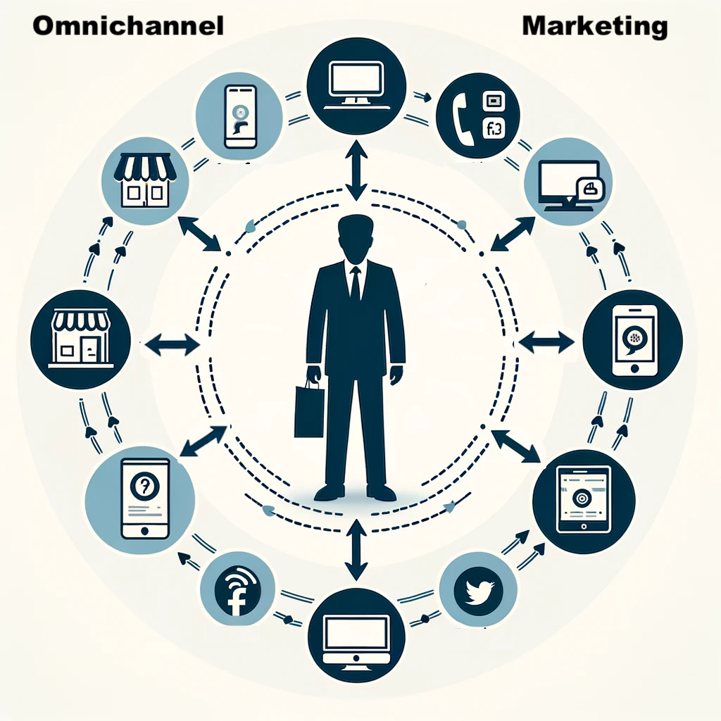 Illustration depicting an omnichannel approaches to customer engagement. 