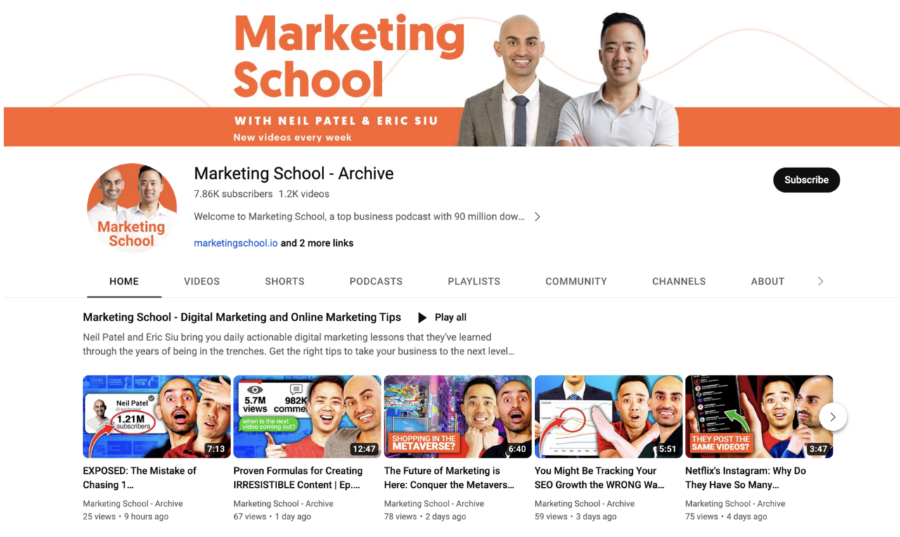 Marketing School podcast on YouTube