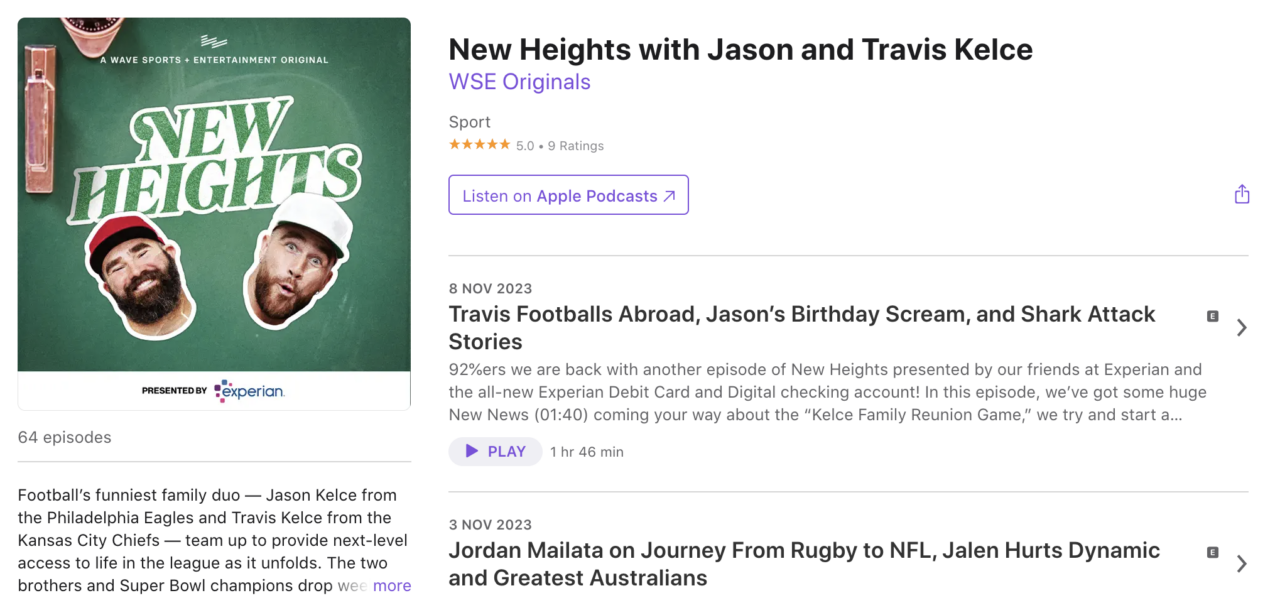 New Heights podcast with Jason and Travis Kelce